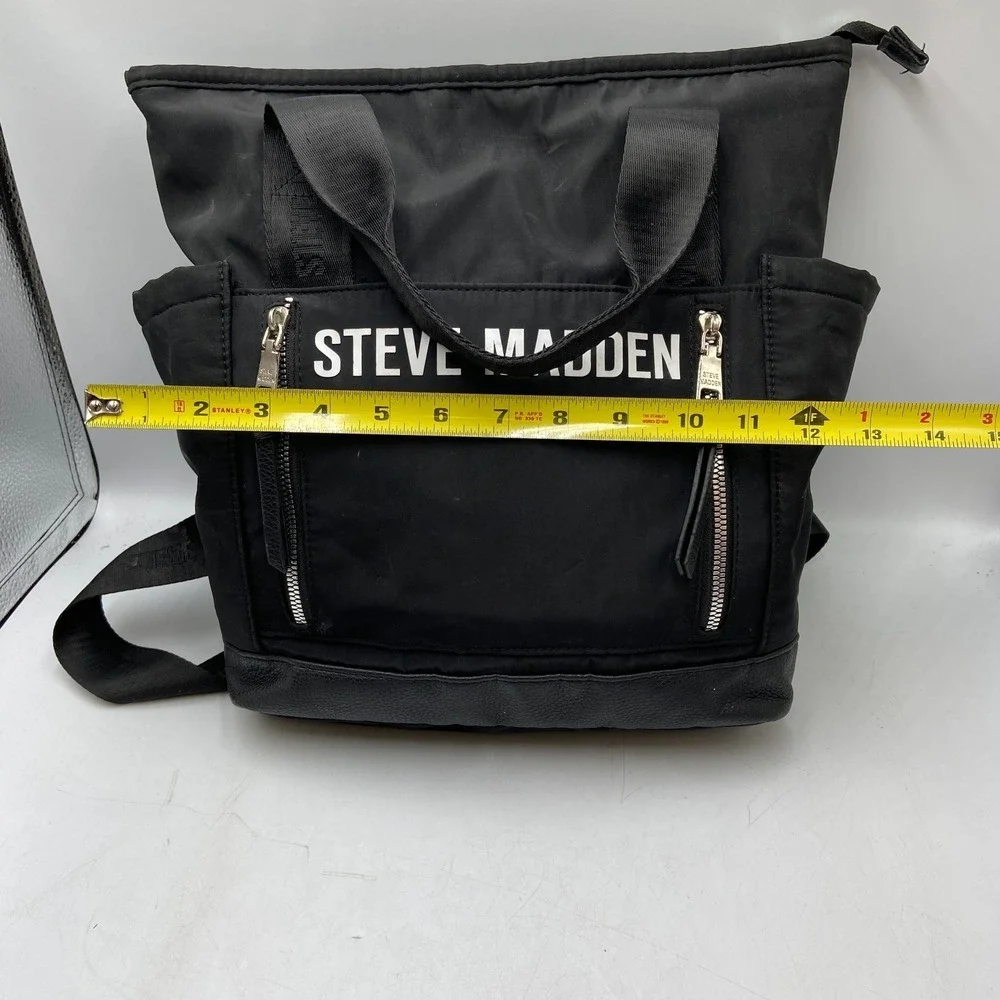 Steve Madden Backpack Theda Black Zip Inner Pocket Adjustable Strap Shoulder